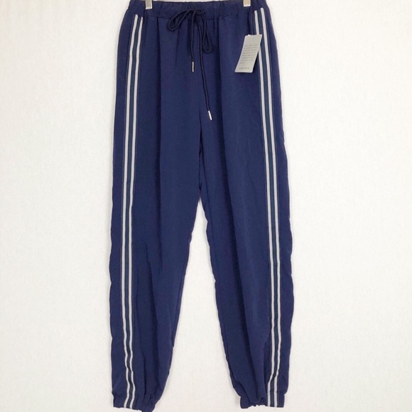 Missguided Pants - New MISSGUIDED Sz 4 Navy Blue Jogger Pants Stripes